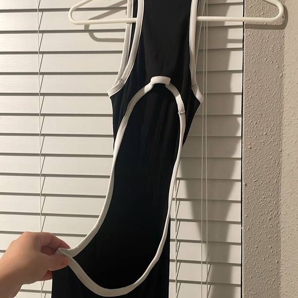 Amazon Naulon Cut Out Waist Open Back Ribbed Bodycon Dress - Picture 2 of 3